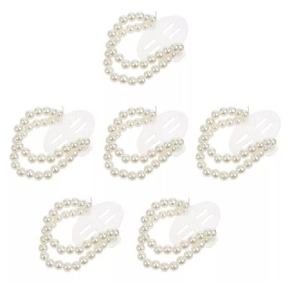 6pc Wrist Corsage Bridal Prom Elegant Beaded Faux Pearl Bracelets Wedding Formal - Picture 11 of 11